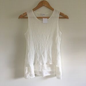 Club Monaco Felora Sweater Tank Top Sz M Ribbed Double Layered Pure White $149